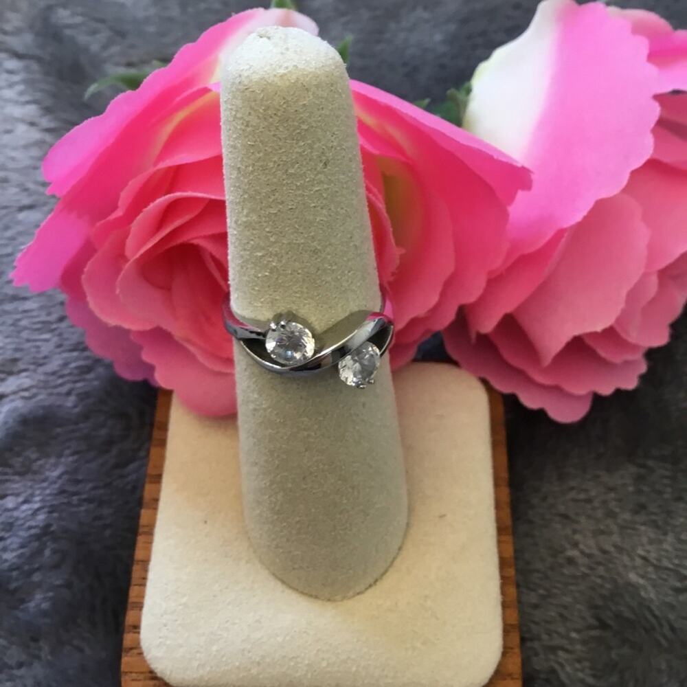 Silver S Crystals Ring